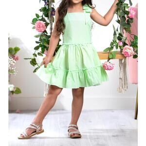 Kids Couture x Mia Belle Green Smocked Polka Dot Dress Size 4/5